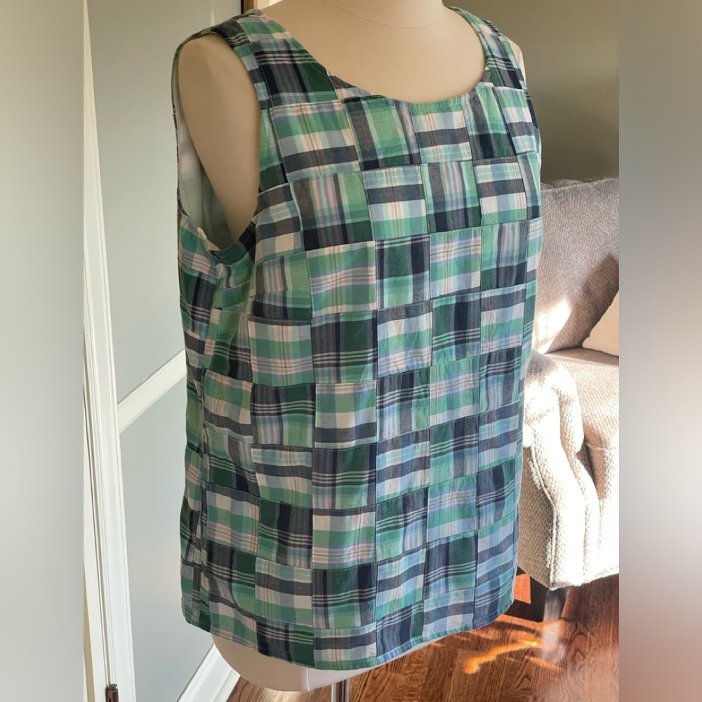 Talbots Cotton Blue/Green Plaid Shell.. like new .. Lg..